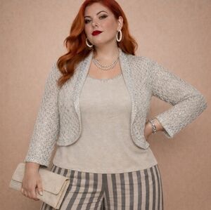 Sybelle | Vintage | Shimmer Crochet Shrug & Tank Set | Soft Metallic Knit | PL